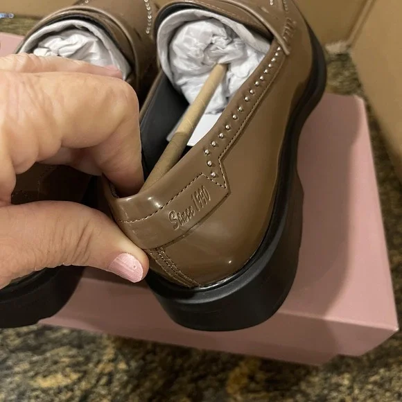 Franco Sarto A-Eden Studs Shoes Womens Size 7 Brown Loafers Studded J0852S1200 - Picture 7 of 16